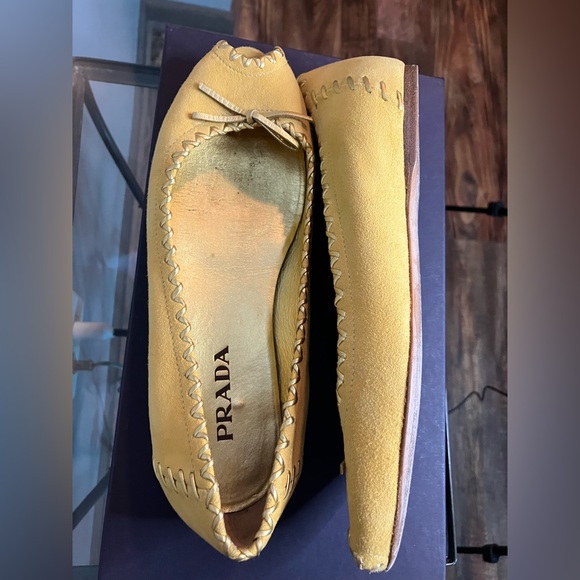 Prada Mustard Yellow 36.5/6 Suede Ballet Flats - Picture 6 of 12